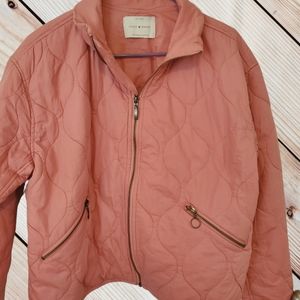 Lucky Brand Quilted Zip Up Jacket Pink Blush Size M